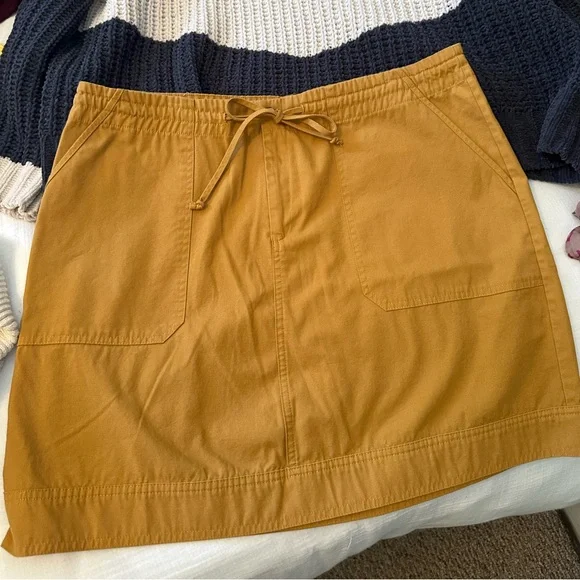 Anthropologie Mustard Drawstring Pocket Skirt - Women size L nwot - Picture 6 of 10